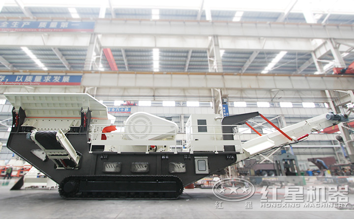 履帶移動建筑垃圾破碎機油電兩用，減少投入
