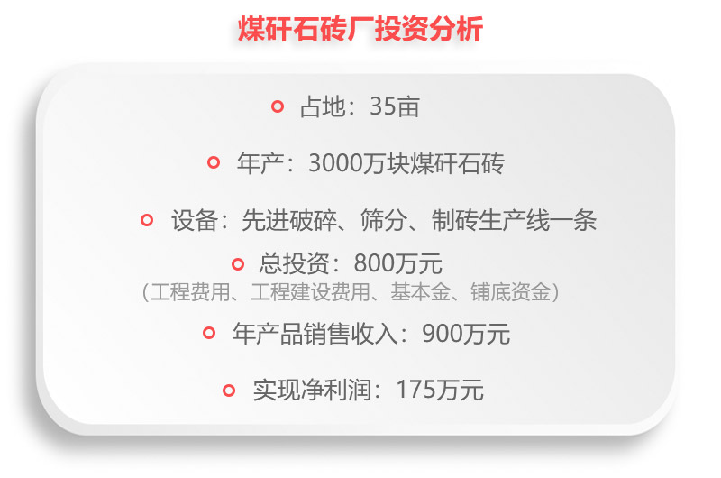 煤矸石磚廠投資分析，利潤一覽表