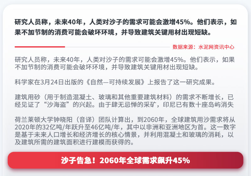 沙子告急！2060年全球需求飆升45%